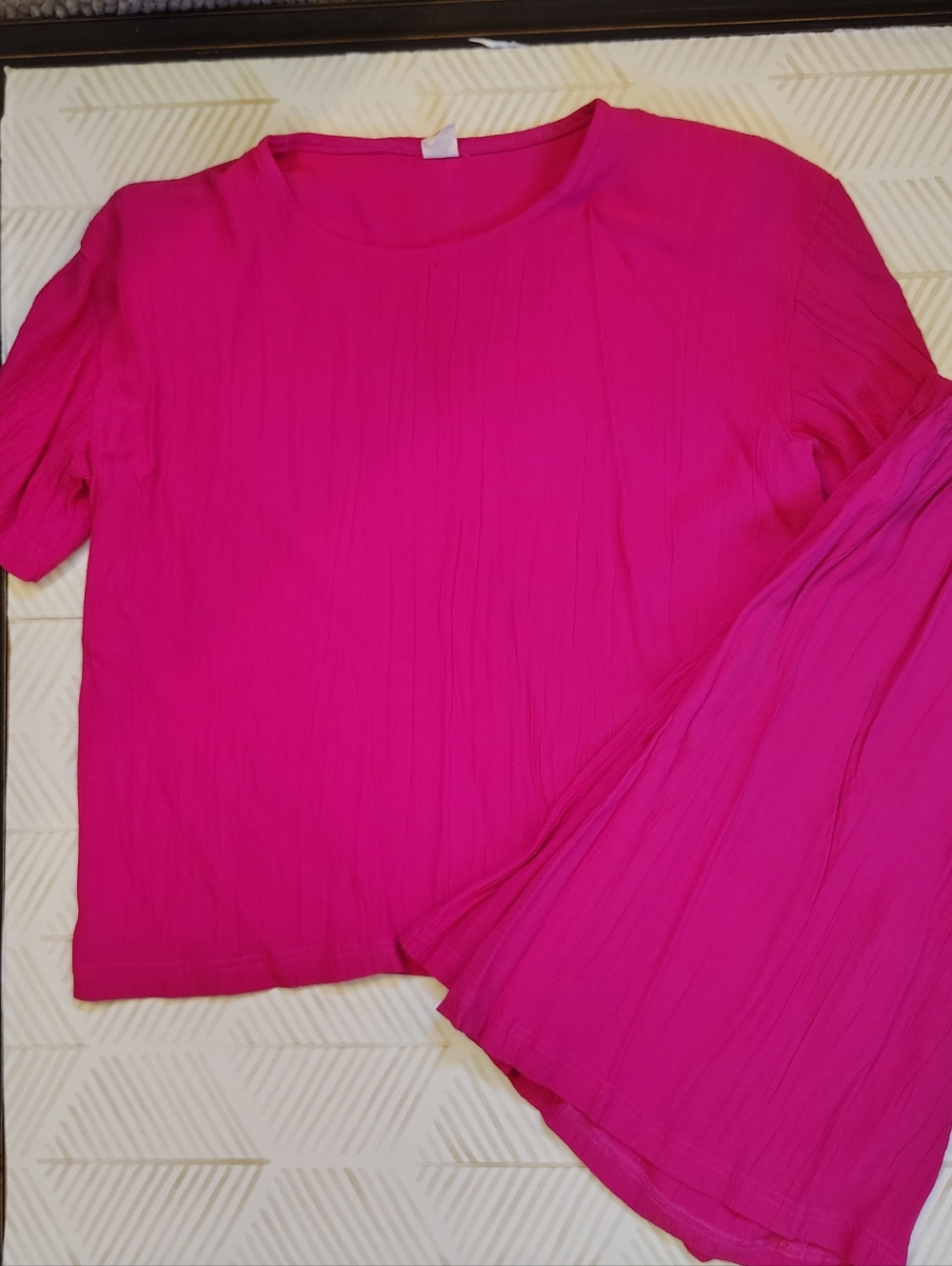 Vintage Face to Face Hot Pink Plissé 2-Piece Set‎ - Size Medium - Made in USA